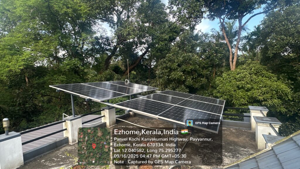 Solar panel installed in Ezhome Area in Kannur District