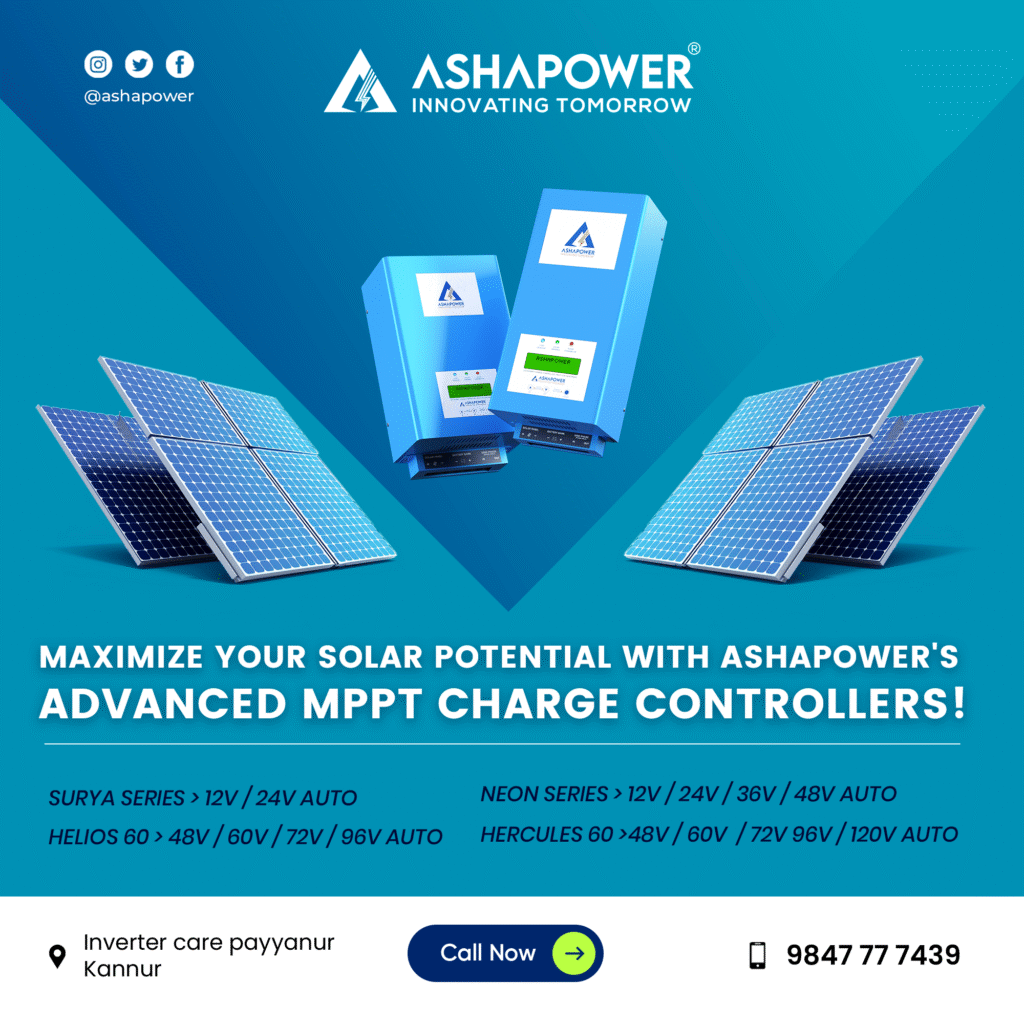 Ashapower MPPT solar charge Controllers in Kannur